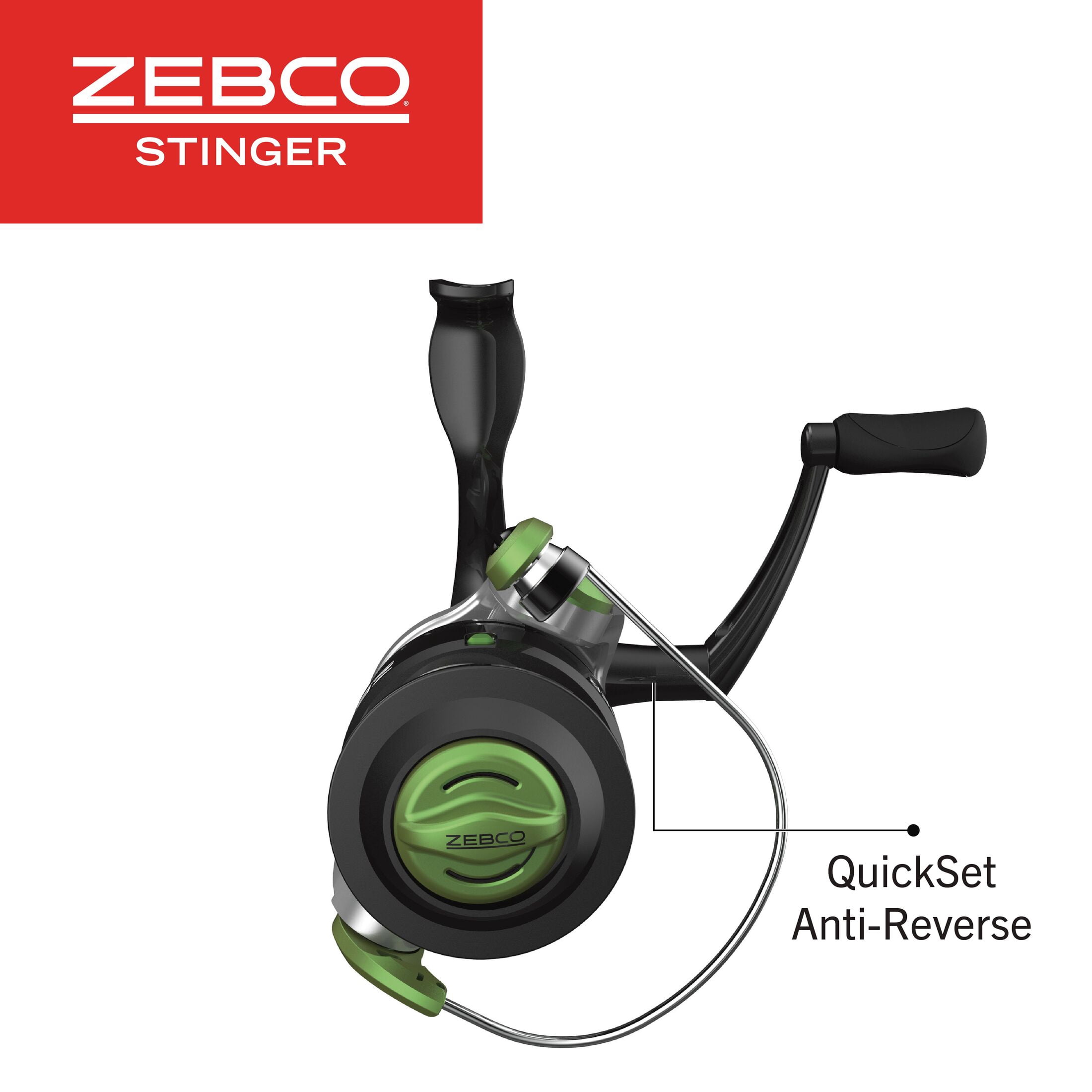 Zebco Stinger Spinning Reel and Fishing Rod Combo, 6-Foot 6-Inch Fishing Pole, Size 30 Reel, Silver/Black