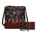 thumbnail image 2 of Yuyamidu Christmas Women Crossbody Purse 2‑Piece Set with Wallet Candy Cane Snowflake PU Leather Daily Bag Adjustable Shoulder Strap, Water Resistant for Christmas Gift, Winter Outings, 2 of 8