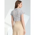 thumbnail image 4 of Top de Encaje Floral Transparente Allegra K Elegante Para Mujer Gris claro XL, 4 of 5