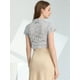 thumbnail image 4 of Top de Encaje Floral Transparente Allegra K Elegante Para Mujer Gris claro XL, 4 of 5