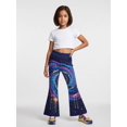 thumbnail image 3 of 9-10Y Girls Colored Flared Pants Digital Print Trousers Slim-Fit Wide Leg Flare for Spring Summer Autumn, 3 of 6