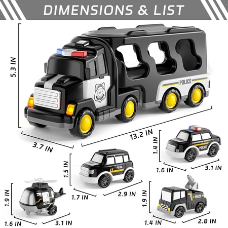 LUCKY DOUG POLICE TRUCK TOYS FOR 2-6 YEARS OLD BOYS, TODDLERS BOYS TOYS, POLICE CAR TOYS, GIFTS FOR BOYS AGES 2+