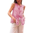 thumbnail image 1 of Women Tie Front Peplum Tank Top Sleeveless Ruffle Hem Babydoll Tops Striped Flowy Going Out Tops, 1 of 5