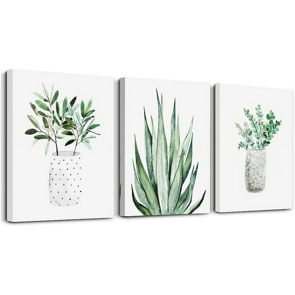 farmhouse Wall Art painting for dining room bathroom Abstract Canvas art family Wall decor for Bedroom kitchen Wall Decoration Living Room decor art Green Leaf pictures Artwork for home walls 3 piece