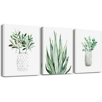 farmhouse Wall Art painting for dining room bathroom Abstract Canvas art family Wall decor for Bedroom kitchen Wall Decoration Living Room decor art Green Leaf pictures Artwork for home walls 3 piece