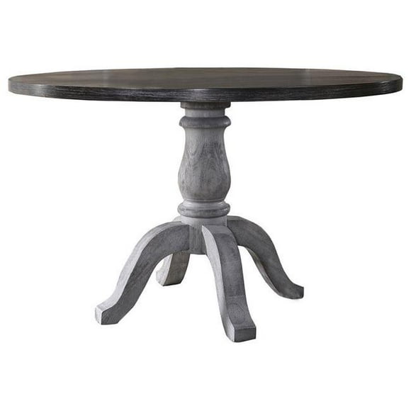 Best Master Furniture Karen Dining Table Karen Rustic White Farmhouse Style Round Dining Table, Weathered Grey