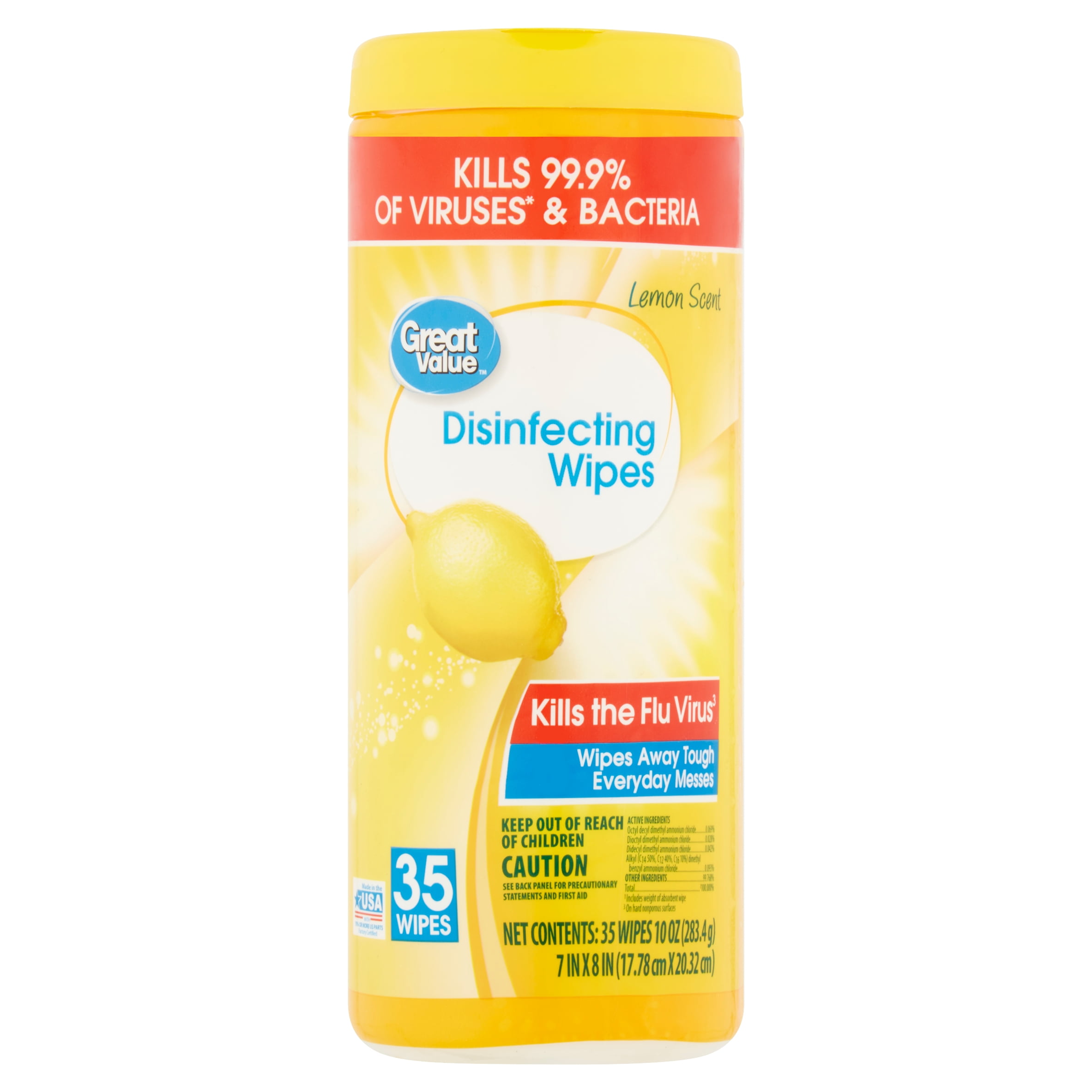 Great Value Lemon Scent Disinfecting Wipes, 35 count