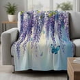 thumbnail image 2 of Purple Eucalyptus Blanket Soft Cozy Warm Throw Blanket for Couch, Plush Fuzzy Flannel Fleece Blankets for Sofa, Oil Painting Spring Botanical Bed Blankets Lightweight Gifts for Women, 30"x40", 2 of 9