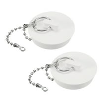 2 Pcs Tub Stoppers, Rubber Bathtub Stoppers Drain Plug 1-3/4" and 15" Beaded Chain, White