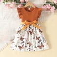 thumbnail image 2 of Odeerbi Niñas Algodón Rib Knit Floral Vestidos Verano Ruffle Manga Arco Princesa Vestido Niños Impreso Sin Mangas Cuello Redondo Rodilla Vestido, 2 of 7