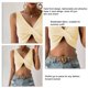 thumbnail image 3 of Top de mujer con cuello en V profundo, sin mangas, tejido con cable, blusa frontal torcida, blusa delgada de color puro, 3 of 4