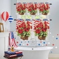 thumbnail image 4 of 4th of July Kitchen Curtains Valances 3 Piece Set, Begonia Flower Rod Pocket Tier Curtain and Valance Drapes for Small Window 36 Inch Length for Bedroom Cafe, 4 of 9