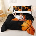thumbnail image 3 of Castle Fairy Abstract Basketball Print Full Size Comforter Sets 3-Piece, Sport Theme Letter Bedding Comforter Set, Black Orange,Black Reversible,1 Comforter and 2 Pillowcases, 3 of 6