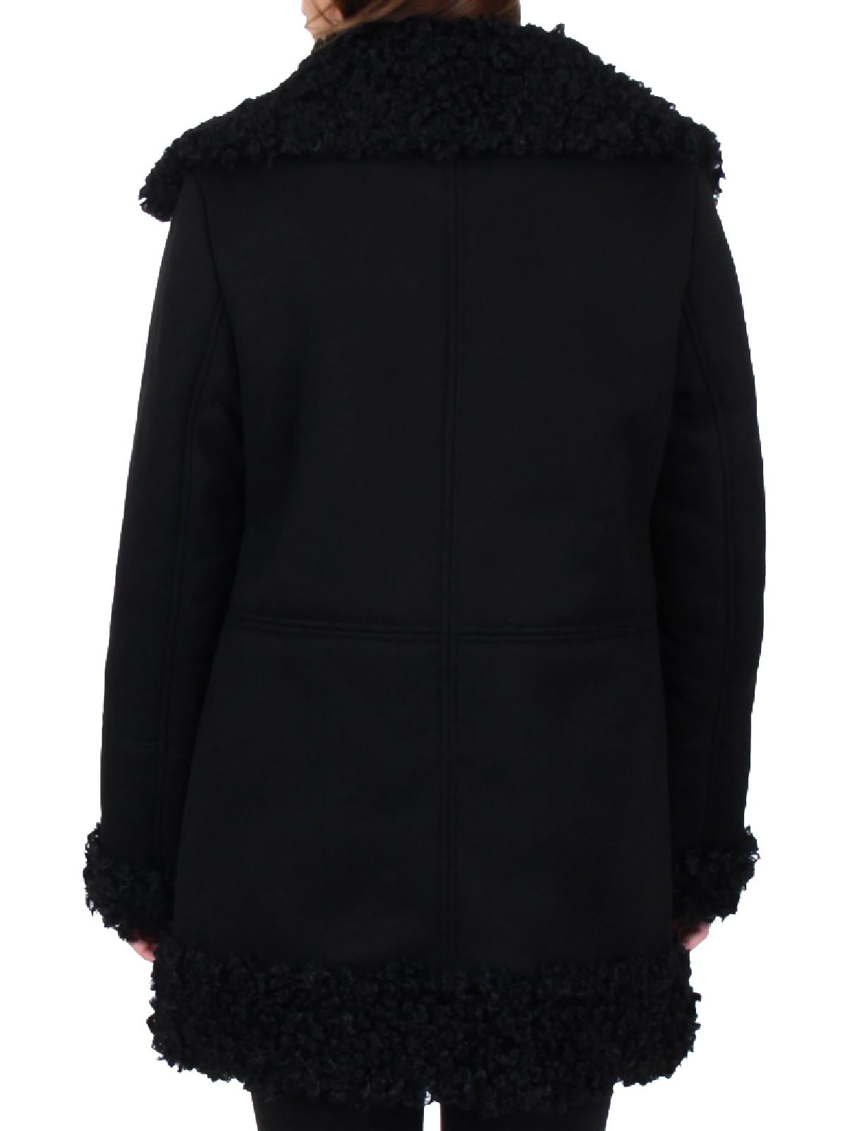 Faux Shearling Trim Shawl Collar 