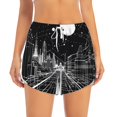 thumbnail image 2 of Cauagu Futuristic Moonlit Cityscape Print Women's 2 in 1 Running Shorts Athletic Workout Gym Yoga Shorts Running Shorts for Women-Large, 2 of 7