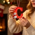 thumbnail image 5 of Christmas Letter Ornament, Red Alphabet Initial C Hanging Decoration with Snowman Christmas Tree Ornament for Family Name Display, 5 of 7