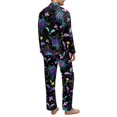 thumbnail image 4 of SEANATIVE Rainbow Pineapple Button Up Pajamas Set Size XS Sleepwear Pajamas Set 2 Piece Front Button Pajamas for Men Long Sleeve Pj Loungewear Tops and Pants with Pockets, 4 of 6