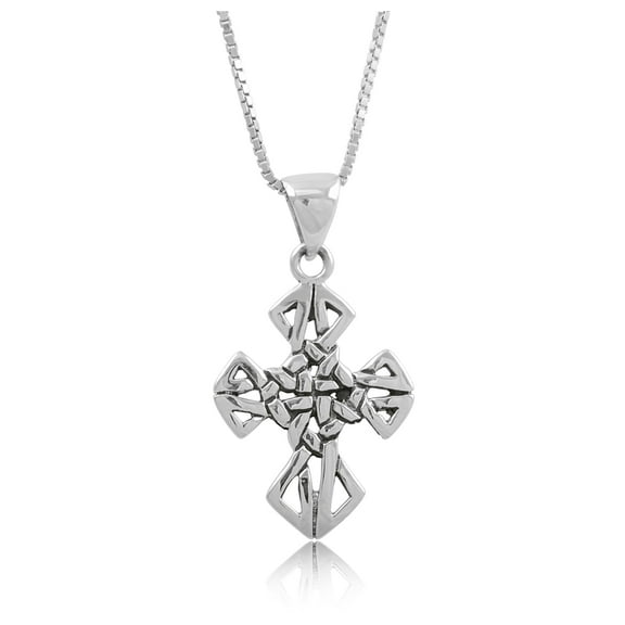 SilverCloseOut Sterling Silver Celtic Cross Charm Necklace