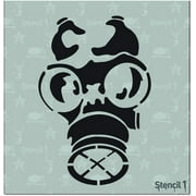 Stencil1 Gas Mask Stencil 5.75" x 6" - Durable Quality Reusable Stencils for Drawing Painting - Urban Stencil Graffiti Decorating Items and Decor on Walls Fabric & Furniture Art Craft