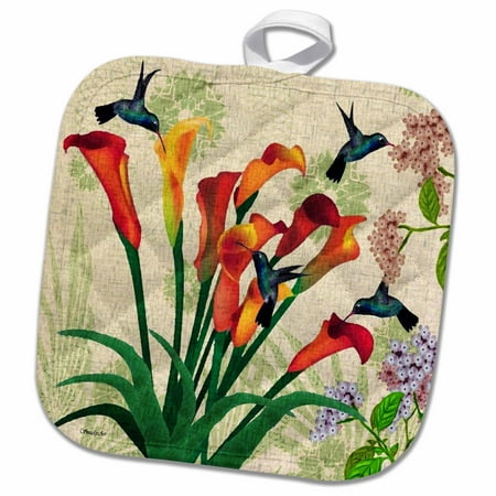 Cupcake Pot Holder - 3dRose Humble Hummingbirds - Pot Holder, 8 by 8-inch