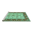 thumbnail image 2 of Ahgly Company Machine Washable Indoor Round Persian Turquoise Blue Traditional Area Rugs, 7' Round, 2 of 4