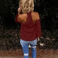 thumbnail image 4 of CEHVOM Mode Femme Chemise Dos Nu Couleur Unie Manches Longues Décontractée Sans Bretelles Hauts Femme Liquidation, 4 of 6