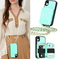 thumbnail image 2 of iPhone XR Wallet Case and Cover, Allytech Zipper Case with Card Holder Slot Crossbody Chain Strap Handbag Purse Wrist Strap Shockproof PU Leather Case for iPhone Xr 6.1", Green, 2 of 6