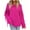 Hot Pink, variant on IROINNID Reduced Womens Sweater Round Neckline Pullover Sweater Solid Color Loose Mid-Length Long Sleeve Top Sweater Tassel Sweater