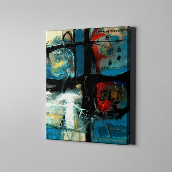 Unlimited Art Project - Abstract Modern Canvas Wall Art Blue Red Emotion Framed Print