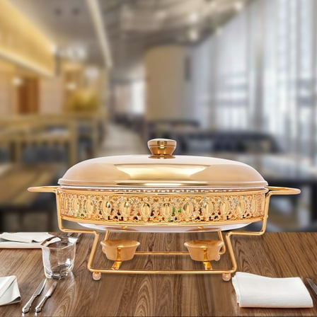 2L/2.11qt Chafing Dish Set, Oval Buffet Serving Chafer, Stainless Steel Food Warmer with Lid & Tray for Dinning, Hotel