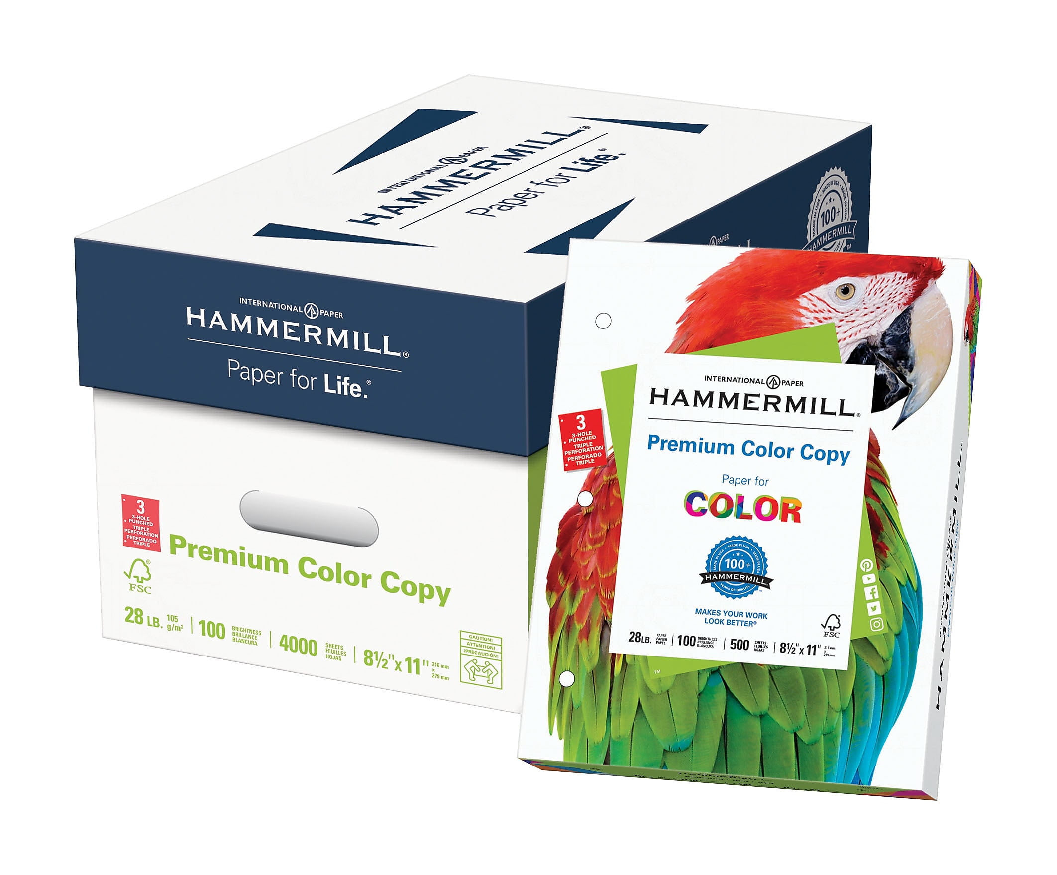 Hammermill Premium Color Copy Paper, 28lb, 8.5 HAM102500