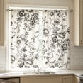 thumbnail image 6 of huayou 2 Pack Printed Kitchen Tier Curtains, 27.56x59.06 Inch Black Sketch Floral Pattern Short Window Curtains, for Indoor Kitchen Farmhouse Home Window Decor, 6 of 7