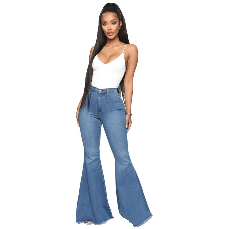 【KOOLOSET】Flare Destroyed Denim Women's Flare Bell Bottom Jeans Destroyed Flare Denim Pants