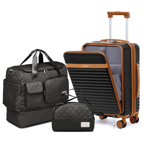 Joyway 3-Piece Front Opening Cover Carry-on Luggage Side Hooks TSA Lock Spinner Wheels YKK Zippers