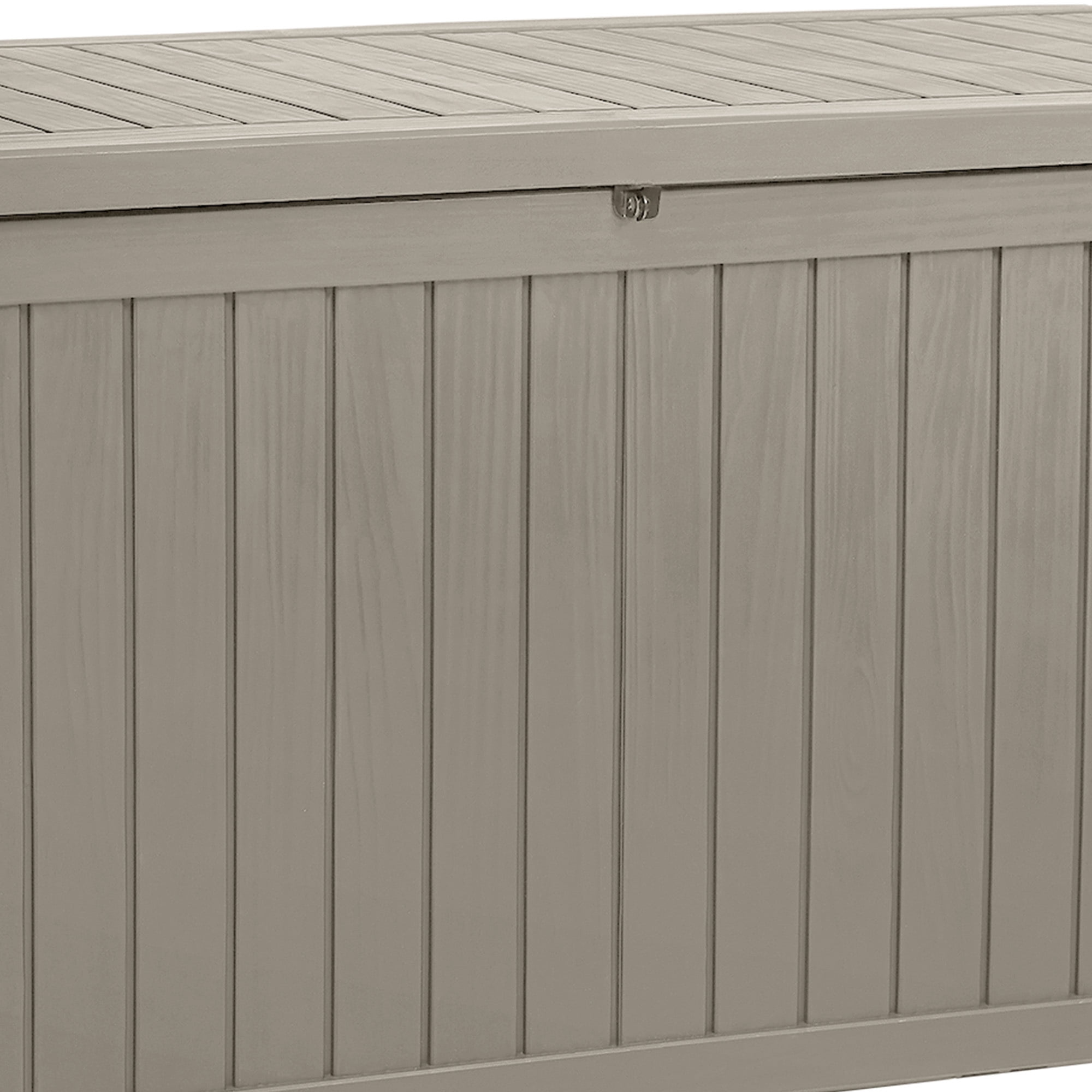 Dextrus 220 Gallon Extra-Large Resin Deck Box, Light Brown Waterproof Storage Container, Lockable Deck Box with Removable Divider for Garden Tools, Pool Accessories & Outdoor Furniture Essentials