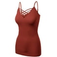 thumbnail image 2 of Women's Lattice Triple Criss-Cross Seamless Cami Long Ttank tops., 2 of 4