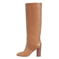 thumbnail image 2 of FSJ Women Classic Knee High Boots Stretch Pull On Round Closed Toe Long Boots Chunky High Heel Wide Calf Ladies Dress Party Shoes Size 14 Brown, 2 of 3
