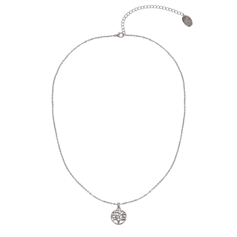 Time and Tru Silver Tone Tree of Life Crystal Necklace photo 1