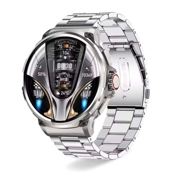 TUTT Military Smartwatch For Men | Metal Case HD 1.85'' Large Round Screen | 710mah Battery Health & Fitness Smart Watch (3) Straps V69