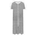 thumbnail image 4 of Dasayo Gray Nightgowns for Women Zipper Plus Size Long Nightgown Side Split Striped Sleepwear Pajamas for Women M, 4 of 7