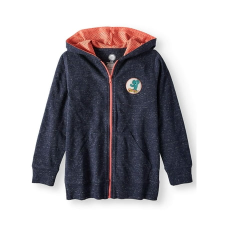Wonder Nation Full Zip Hoodie with Chest Patch (Little Boys, Big Boys, &