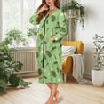thumbnail image 5 of Yuyamidu Cucumber Long Zip Up Bathrobes for Women Long Sleeve Robes Size 3XL Green Robe Housecoats Lightweight Zipper Front Sleep Dress Pepper Loungewear Dress, 5 of 7