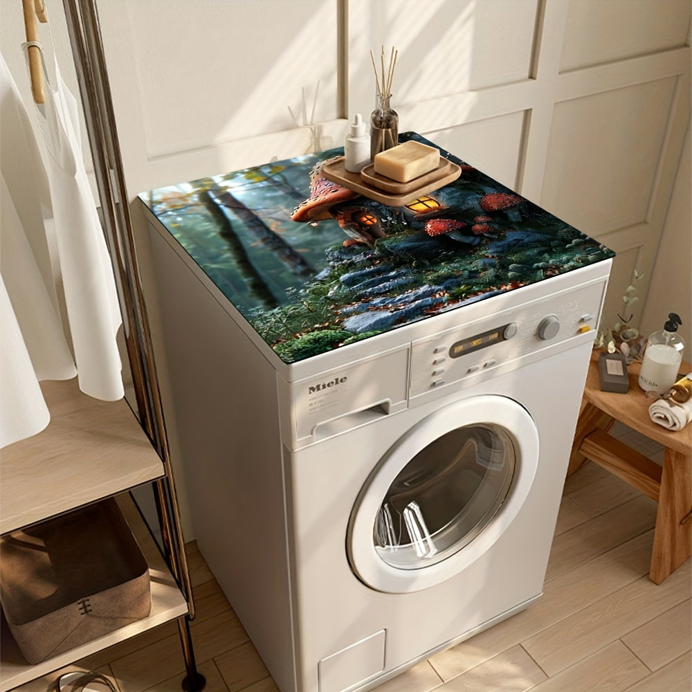 Mushroom Room Pattern, Washer And Dryer Top Protection Mat, Washing Machine Dust Cover Mat, Kitchen Accessories, Non-Slip, For Laundry Bathroom Home Decor, Room Decor