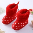 thumbnail image 2 of Zshosam Girls Combat Boots Baby Unisex Warm Snow Boots Leather Ankle Anti-Slip Rubber Texture Sole Toddler Prewalker Winter Crib Shoes Size 9.5,(Red 2 of 12