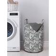 thumbnail image 3 of Feather Laundry Bag, Repetitive Hand Drawn Angelic Wings Ornaments Monochrome Illustration, Basket with Handles Drawstring Closure for Laundromats, 13" x 19", White and Charcoal Grey, by Ambesonne, 3 of 4