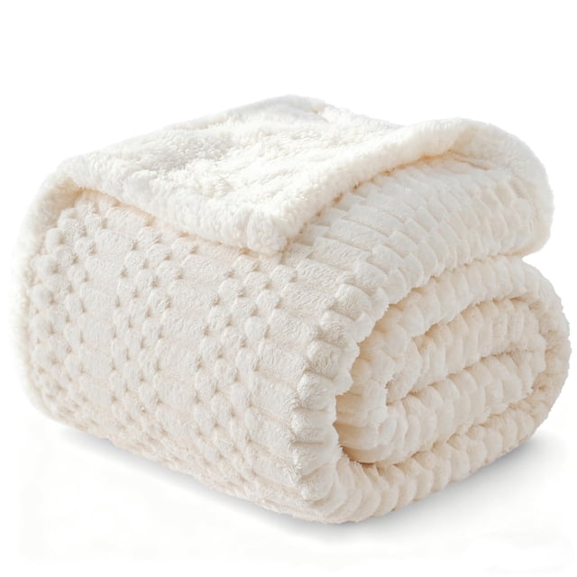 Manta polar Sherpa Gracelife Z01, blanca, 150 x 200 cm