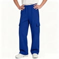 thumbnail image 2 of TKKCS Boys Cargo Sweatpants Elastic Waist Outdoor Casual Straight Leg Loose Open Bottom Pants with Zipper Pockets Blue 5-6Years, 2 of 8