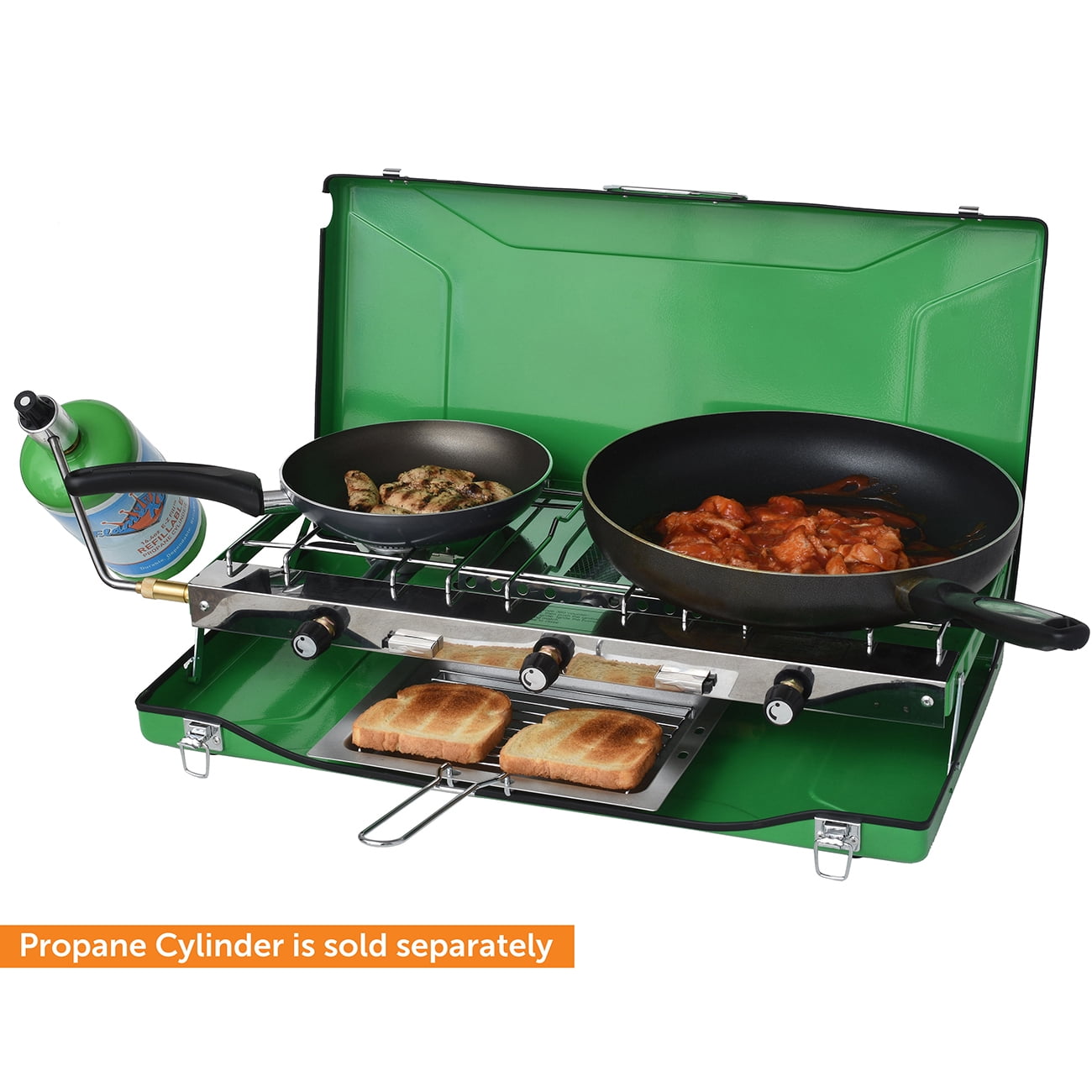 Flame King 3-Burner Portable Camping Stove Grill, Great for Outdoor Cooking, Backpacking