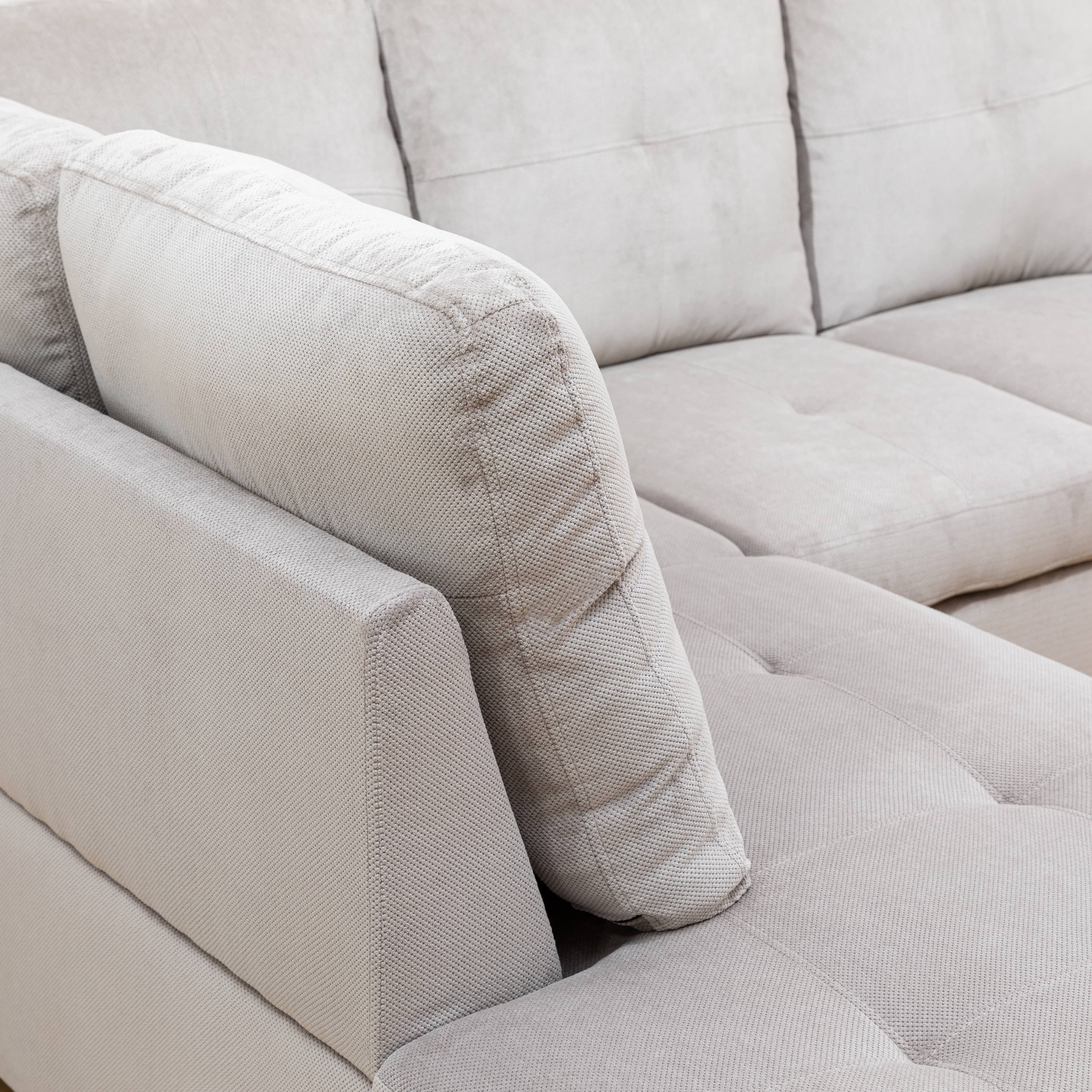 MAYEERTY Gray White Corduroy 3-Piece Living Room Sofa Set