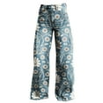 thumbnail image 4 of Jxximdong Pants for Women Women's Vintage Flower Print Casual Wide Leg Pants Blue L Trousers, 4 of 4